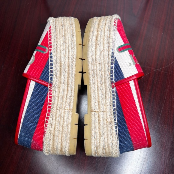 Gucci Sylvie Stripe Logo Platform Espadrilles Size 37.5 - Picture 6 of 9